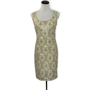 Max studio cream floral sequin dress